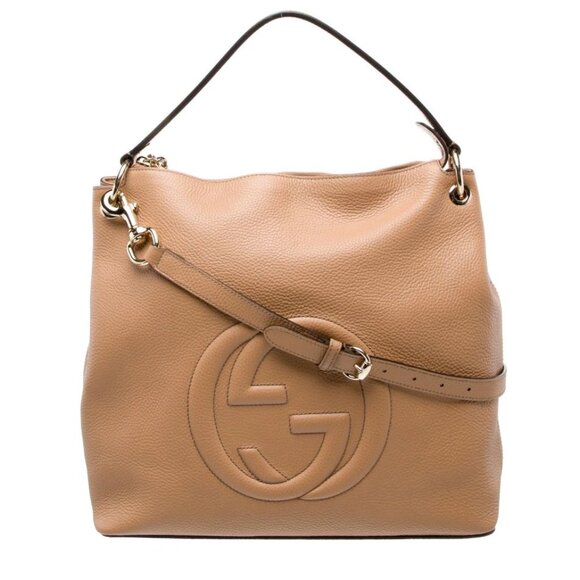 Gucci Handbags - Gucci • Interlocking GG Soho Convertible Leather Hobo Neutral Tassel 2-Way Bag